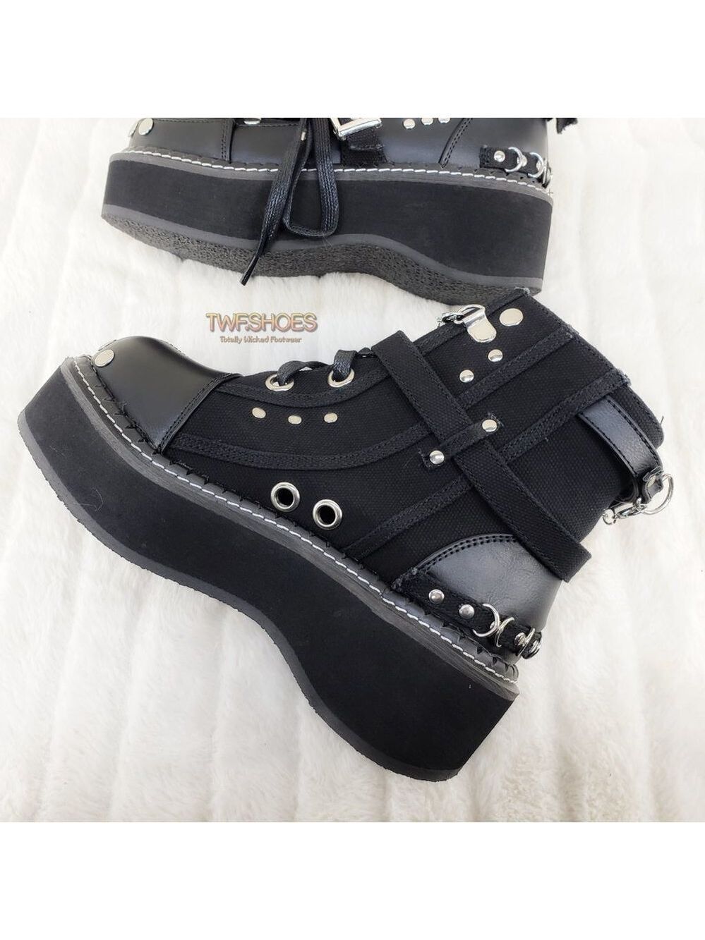 Emily Cut Out Platform Sandal Boots Goth Punk Ankle Boots - Picture 3 of 15